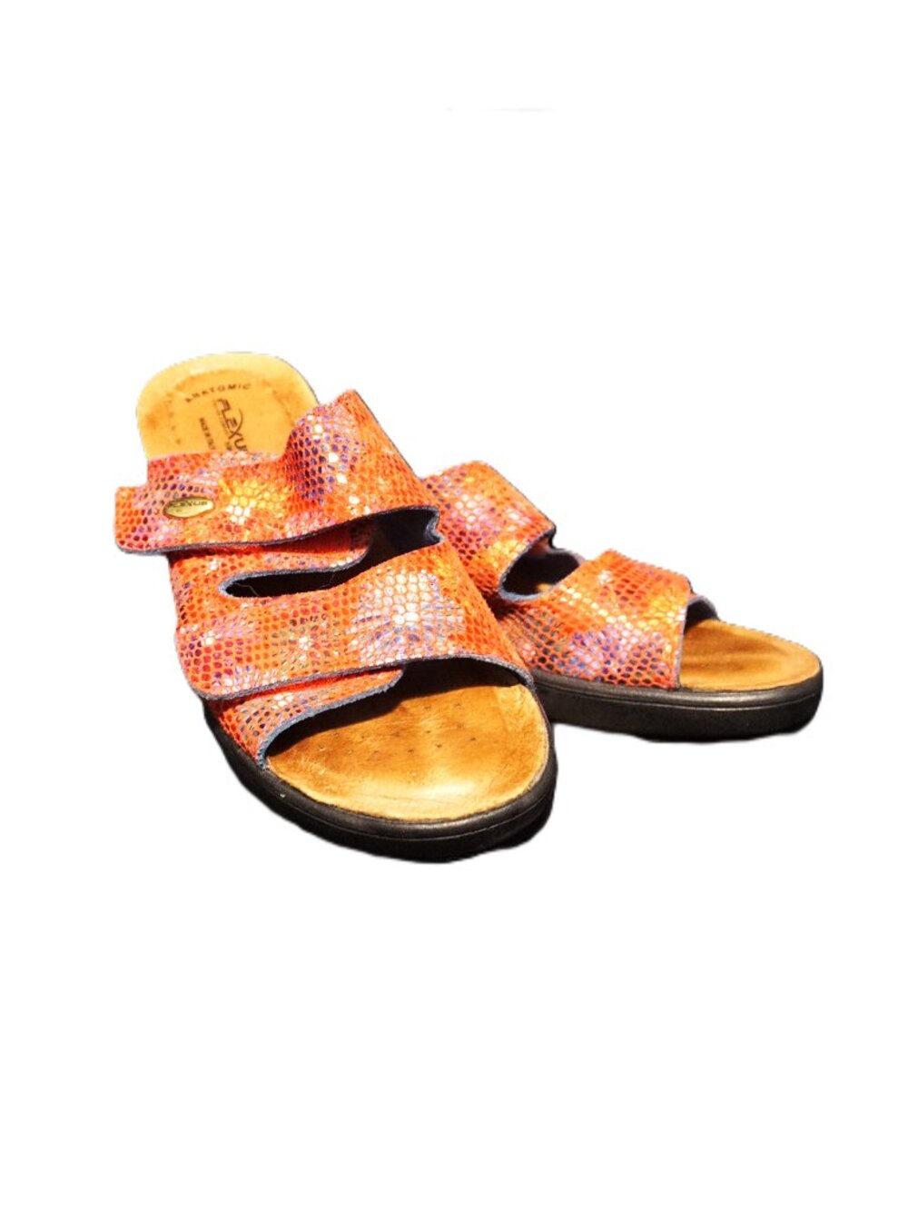 Spring Shop Flexus Red with Blue Flowers Comfort Sandals Women’s Size 40